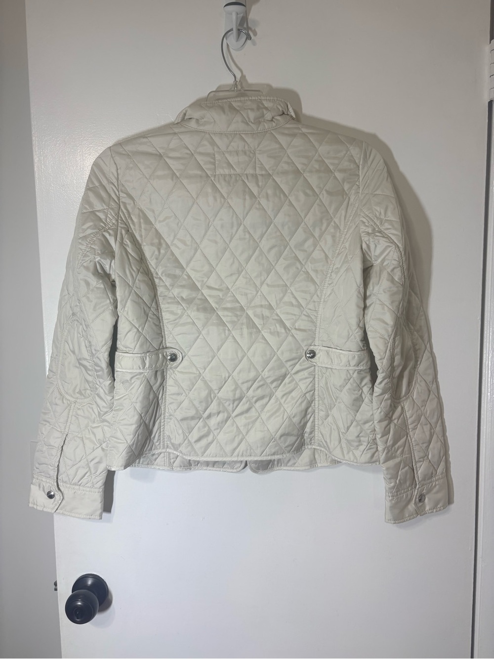 Banana Republic Quilted Womens Ivory Equestrian Corduroy Collar Jacket Sz M - Picture 8 of 14
